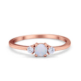 Three Stone Engagement Ring Round Simulated Cubic Zirconia 925 Sterling Silver