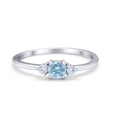 Three Stone Engagement Ring Round Simulated Cubic Zirconia 925 Sterling Silver