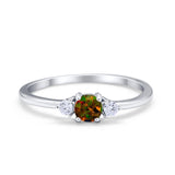 Three Stone Engagement Ring Round Simulated Cubic Zirconia 925 Sterling Silver