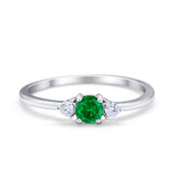 Three Stone Engagement Ring Round Simulated Cubic Zirconia 925 Sterling Silver
