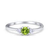 Three Stone Engagement Ring Round Simulated Cubic Zirconia 925 Sterling Silver