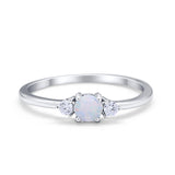 Three Stone Engagement Ring Round Simulated Cubic Zirconia 925 Sterling Silver