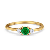Three Stone Engagement Ring Round Simulated Cubic Zirconia 925 Sterling Silver