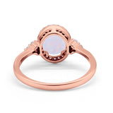 Halo Art Deco Oval Engagement Ring Simulated Cubic Zirconia 925 Sterling Silver