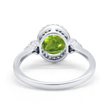 Halo Art Deco Oval Engagement Ring Simulated Cubic Zirconia 925 Sterling Silver