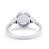 Halo Art Deco Oval Engagement Ring Simulated Cubic Zirconia 925 Sterling Silver
