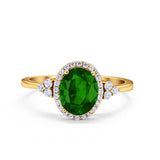 Halo Art Deco Oval Engagement Ring Simulated Cubic Zirconia 925 Sterling Silver