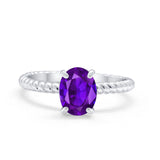 Solitaire Braided Engagement Ring Simulated Cubic Zirconia 925 Sterling Silver