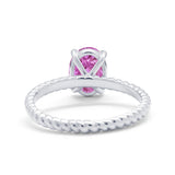 Solitaire Braided Engagement Ring Simulated Cubic Zirconia 925 Sterling Silver