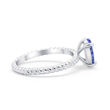 Solitaire Braided Engagement Ring Simulated Cubic Zirconia 925 Sterling Silver