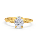 Solitaire Braided Engagement Ring Simulated Cubic Zirconia 925 Sterling Silver
