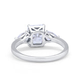 Three Stone Engagement Ring Teardrop Simulated Cubic Zirconia 925 Sterling Silver