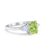 Three Stone Engagement Ring Teardrop Simulated Cubic Zirconia 925 Sterling Silver