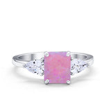 Three Stone Engagement Ring Teardrop Simulated Cubic Zirconia 925 Sterling Silver