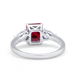 Three Stone Engagement Ring Teardrop Simulated Cubic Zirconia 925 Sterling Silver