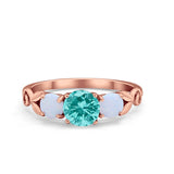 Art Deco Three Stone Engagement Ring Simulated Cubic Zirconia 925 Sterling Silver