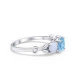 Art Deco Three Stone Engagement Ring Simulated Cubic Zirconia 925 Sterling Silver