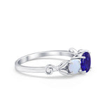 Art Deco Three Stone Engagement Ring Simulated Cubic Zirconia 925 Sterling Silver