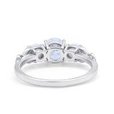 Art Deco Three Stone Engagement Ring Simulated Cubic Zirconia 925 Sterling Silver