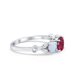 Art Deco Three Stone Engagement Ring Simulated Cubic Zirconia 925 Sterling Silver