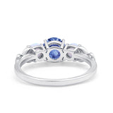 Art Deco Three Stone Engagement Ring Simulated Cubic Zirconia 925 Sterling Silver