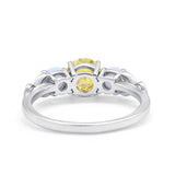 Art Deco Three Stone Engagement Ring Simulated Cubic Zirconia 925 Sterling Silver