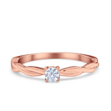 Petite Dainty Wedding Ring Round Simulated Cubic Zirconia 925 Sterling Silver