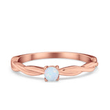 Petite Dainty Wedding Ring Round Simulated Cubic Zirconia 925 Sterling Silver