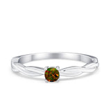 Petite Dainty Wedding Ring Round Simulated Cubic Zirconia 925 Sterling Silver