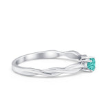 Petite Dainty Wedding Ring Round Simulated Cubic Zirconia 925 Sterling Silver