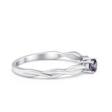 Petite Dainty Wedding Ring Round Simulated Cubic Zirconia 925 Sterling Silver