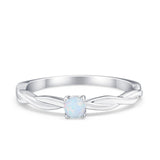 Petite Dainty Wedding Ring Round Simulated Cubic Zirconia 925 Sterling Silver