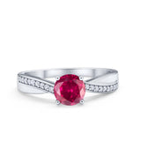 Solitaire Accent Engagement Ring Simulated Cubic Zirconia 925 Sterling Silver