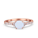 Art Deco Wedding Bridal Ring Round Simulated Cubic Zirconia 925 Sterling Silver
