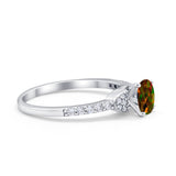 Art Deco Wedding Bridal Ring Round Simulated Cubic Zirconia 925 Sterling Silver