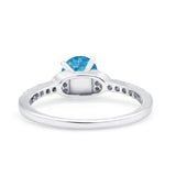Art Deco Wedding Bridal Ring Round Simulated Cubic Zirconia 925 Sterling Silver
