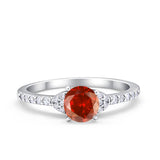 Art Deco Wedding Bridal Ring Round Simulated Cubic Zirconia 925 Sterling Silver