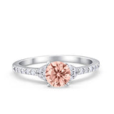 Art Deco Wedding Bridal Ring Round Simulated Cubic Zirconia 925 Sterling Silver