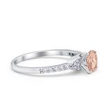 Art Deco Wedding Bridal Ring Round Simulated Cubic Zirconia 925 Sterling Silver