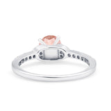 Art Deco Wedding Bridal Ring Round Simulated Cubic Zirconia 925 Sterling Silver