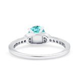 Art Deco Wedding Bridal Ring Round Simulated Cubic Zirconia 925 Sterling Silver