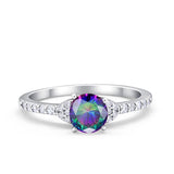 Art Deco Wedding Bridal Ring Round Simulated Cubic Zirconia 925 Sterling Silver