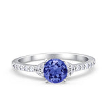 Art Deco Wedding Bridal Ring Round Simulated Cubic Zirconia 925 Sterling Silver