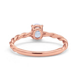 Solitaire Twisted Oval Wedding Ring Simulated Cubic Zirconia 925 Sterling Silver