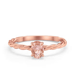 Solitaire Twisted Oval Wedding Ring Simulated Cubic Zirconia 925 Sterling Silver