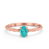 Solitaire Twisted Oval Wedding Ring Simulated Cubic Zirconia 925 Sterling Silver