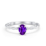 Solitaire Twisted Oval Wedding Ring Simulated Cubic Zirconia 925 Sterling Silver