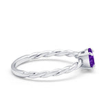Solitaire Twisted Oval Wedding Ring Simulated Cubic Zirconia 925 Sterling Silver