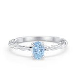 Solitaire Twisted Oval Wedding Ring Simulated Cubic Zirconia 925 Sterling Silver