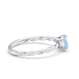 Solitaire Twisted Oval Wedding Ring Simulated Cubic Zirconia 925 Sterling Silver